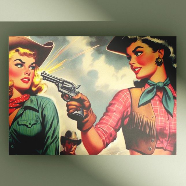 Postal Ilustracion Vintage Pulp Cowgirls (Subido por el creador)