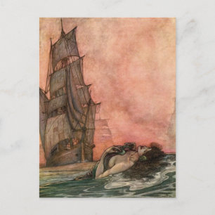 Postal Ilustracion Vintage William H. Robinson Mermaid
