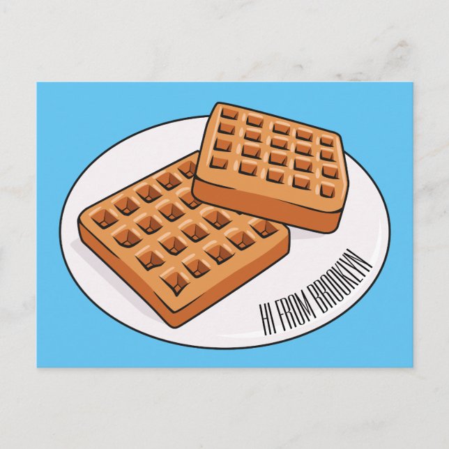Postal Ilustracion Waffle personalizado (Anverso)