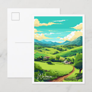 Postal Ilustracion Waimea Hawaii Travel Vintage
