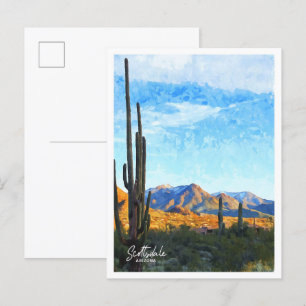Postal Ilustracion Watercolor de Scottsdale Arizona