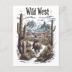Postal Ilustracion Wild West Adventure