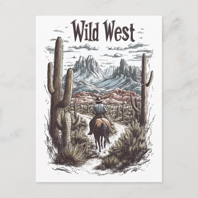 Postal Ilustracion Wild West Adventure (Anverso)