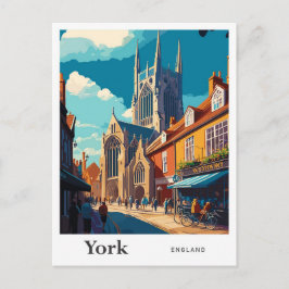 Postal Ilustracion York Inglaterra Viaje Viaje Viejo