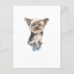 Postal Ilustracion Yorkshire Terrier, perro yorkie divert