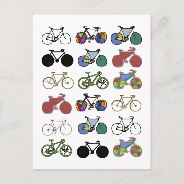Postal ilustraciones agrupados de ciclismo (Anverso)