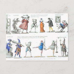 Postal Ilustraciones de caracteres de ballet en francés