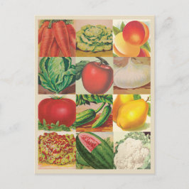 Postal Ilustraciones de frutas y hortalizas de cosecha pr