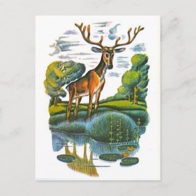 Postal Ilustraciones rusos de época, fábulas de Esopo 4 (Anverso)