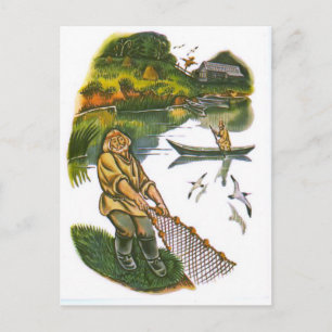 Postal Ilustraciones rusos vintage, fábulas de Esopo 8