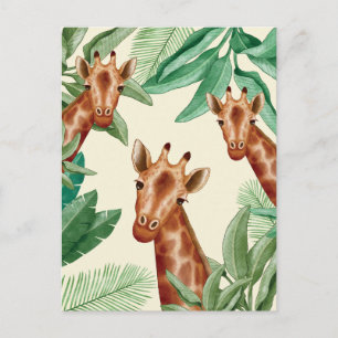 Postal Ilustraciones Vintage De Giraffe