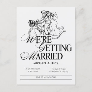 Postal ilustrativo de pareja boda