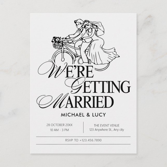 Postal ilustrativo de pareja boda (Anverso)