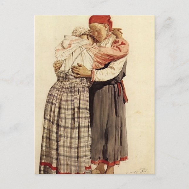 Postal Ilya Repin: Dos mujeres (Anverso)