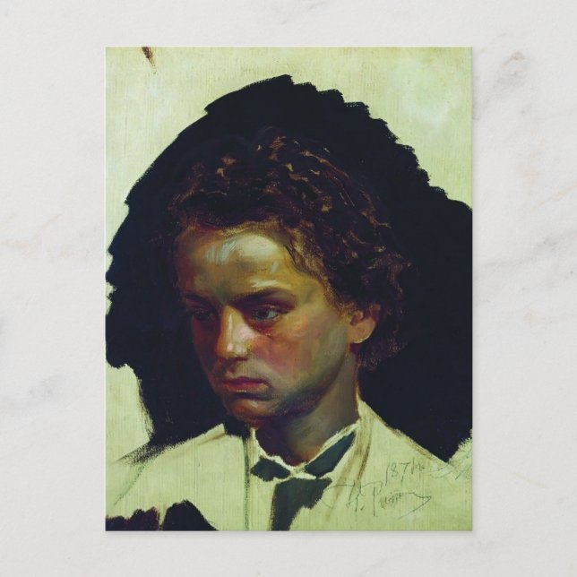 Postal Ilya Repin- Retrato del escultor Ilya Yakovlevich (Anverso)
