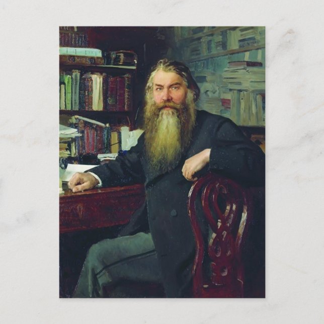Postal Ilya Repin-Retrato del historiador y arqueólogo (Anverso)