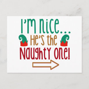 Postal Im Nice Hes Naughty Elf Gorra