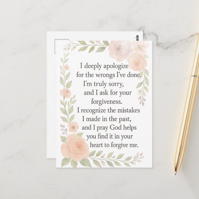 Postal I'm Sorry/Apology\ Forgiveness Floral  (Anverso/Reverso In Situ)