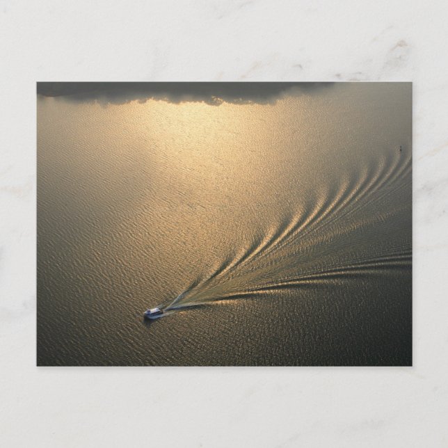 Postal imagen aérea del barco en el lago Gatun Panamá (Anverso)