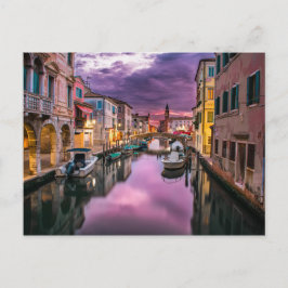 Postal Imagen al atardecer de los canales italianos de Ve