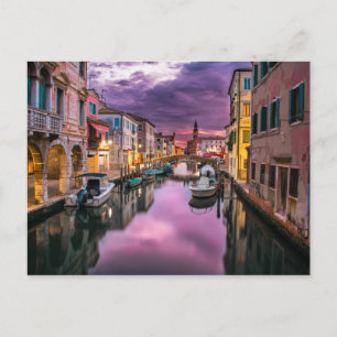 Postal Imagen al atardecer de los canales italianos de Ve