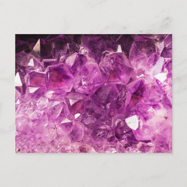 Postal Imagen Amethyst de la piedra preciosa brillante y (Anverso)