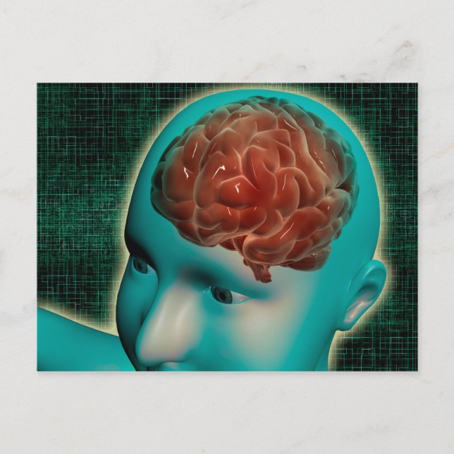 Postal Imagen Conceptual Del Cuerpo Femenino Con Cerebro  (Anverso)