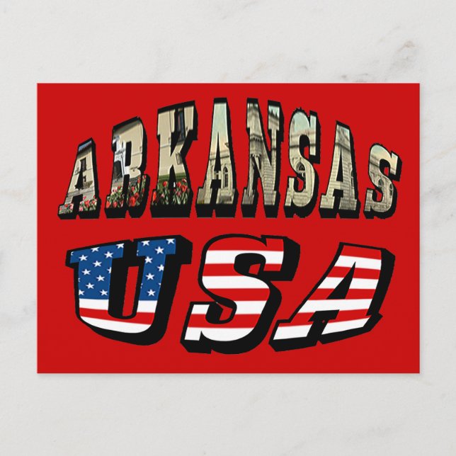 Postal Imagen de Arkansas y texto de la bandera de Estado (Anverso)