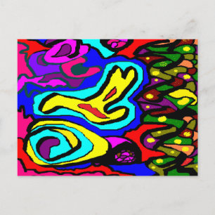 Postal Imagen de arte con muchos colores vivos y vibrante
