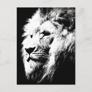 Postal Imagen de arte pop en blanco y negro de cabeza de 
