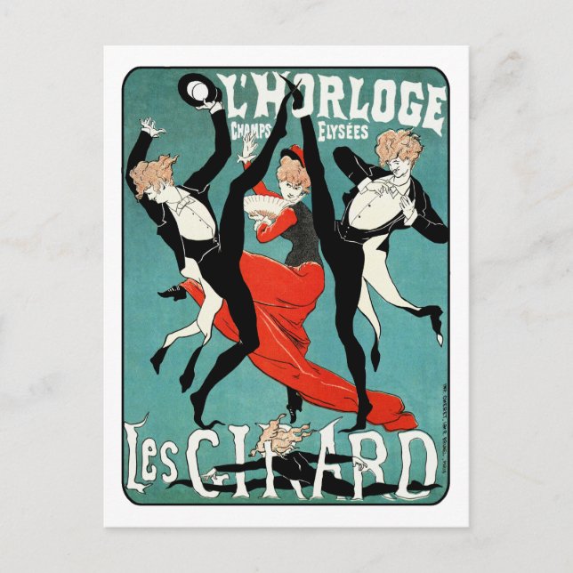 Postal Imagen de baile Art Nouveau de Jules Cheret (Anverso)