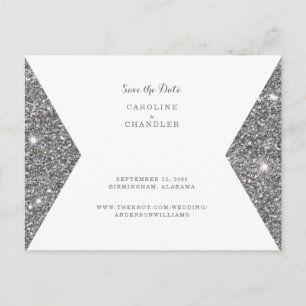 Postal Imagen de Bodas con Brillo de Plata Save the Date