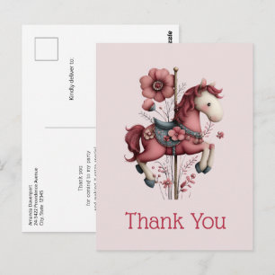 Postal Imagen de caballo de carrusel caprichoso Gracias