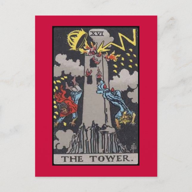 Postal Imagen de carta de tarot de la torre (Anverso)