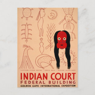 Postal Imagen de Chippewa de época que escribe Máscara de