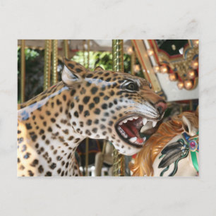 Postal Imagen de la cabeza de jaguar animal carrusel