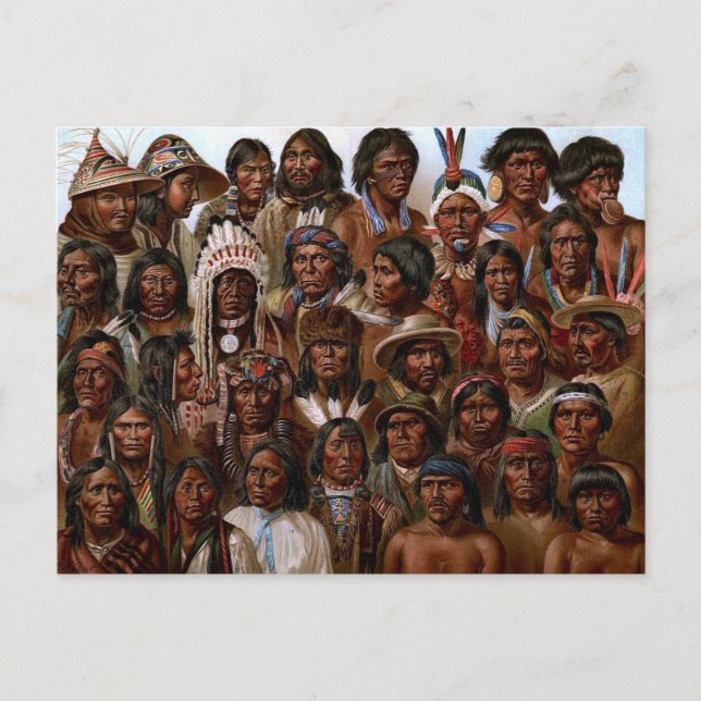 Postal Imagen de las tribus y de la gente del nativo (Anverso)