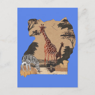 Postal Imagen de Mapa de Vida Silvestre de Uganda