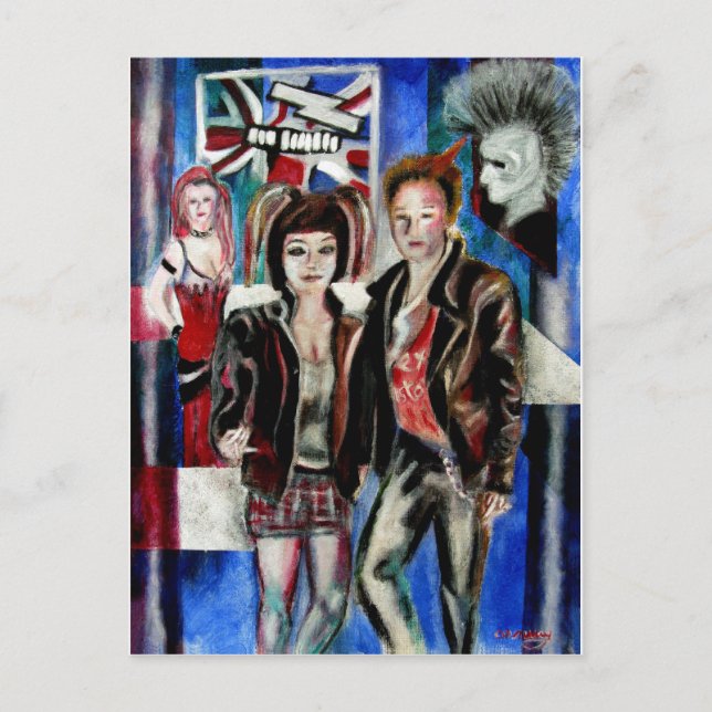 Postal imagen de moda de música rock de punk (Anverso)