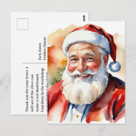 Postal Imagen de Navidad de Santa en Acuarela