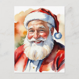 Postal Imagen de Navidad de Santa en Acuarela