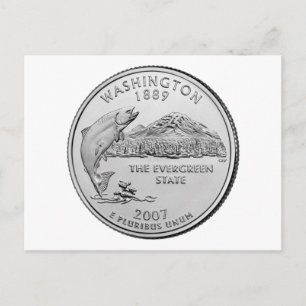 Postal Imagen del cuarto de dólar del estado de Washingto