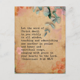 Postal Imagen del versículo de la Biblia Colosenses 3:16 