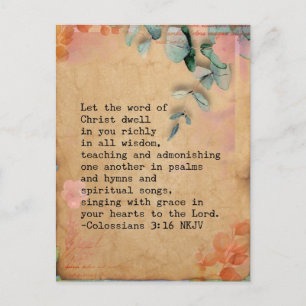 Postal Imagen del versículo de la Biblia Colosenses 3:16