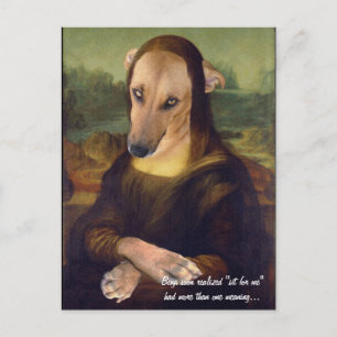 Postal Imagen divertida de perro Meme de Mona Lisa
