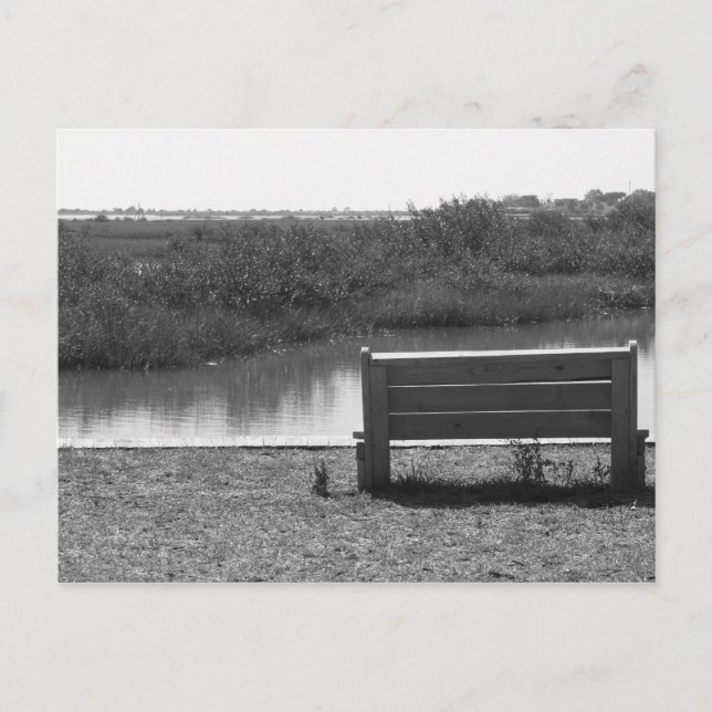 Postal Imagen en blanco y negro del banco por río (Anverso)