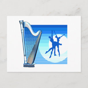Postal Imagen gráfica Harp and Dancers Blue Version