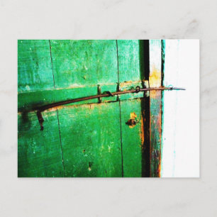 Postal Imagen impresa con candado antiguo de la puerta ve