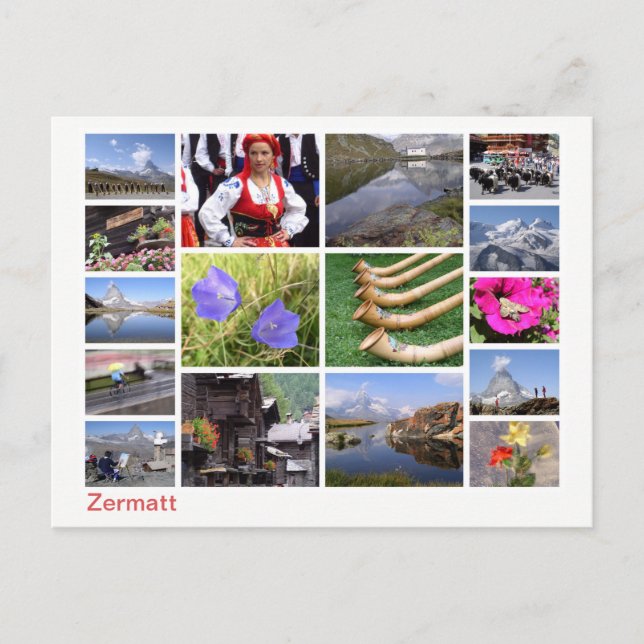 Postal Imagen múltiple de Zermatt (Anverso)