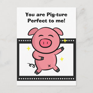 Postal Imagen perfecta de un cerdito rosa posando para la